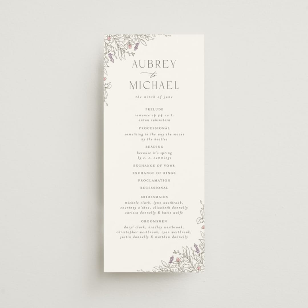 "Cottonwood" - Wedding Programs in Ravello by Anne Ciotola - Front