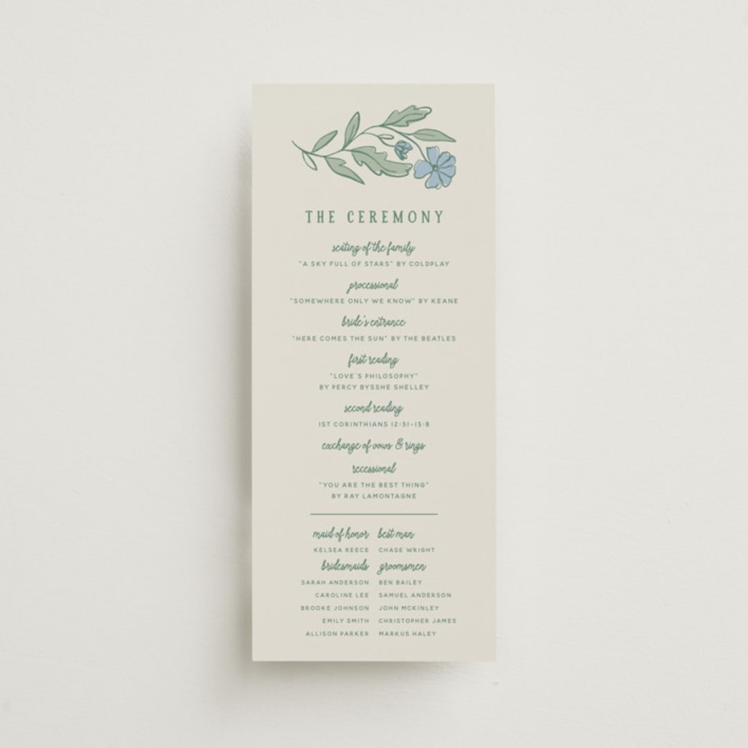 "Botanical" - Wedding Programs in Garden by Kelly Watkins - Front