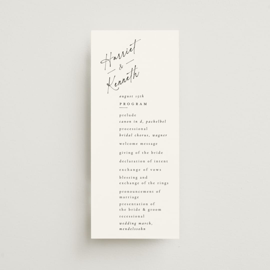 "Scripted Elegance" - Wedding Programs in Linen by Ana de Sousa - Front