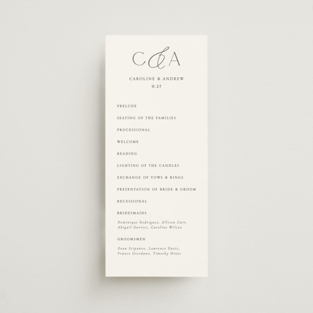 "Contemporary" - Wedding Programs in Cotton by Vanessa Doyle - Front