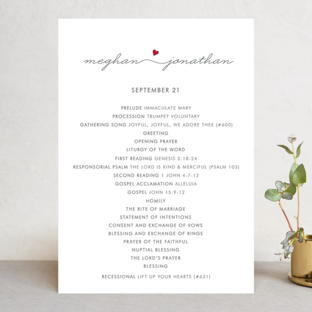 "Love Connection" - Wedding Programs in Red Hot by Kim Dietrich Elam - Front