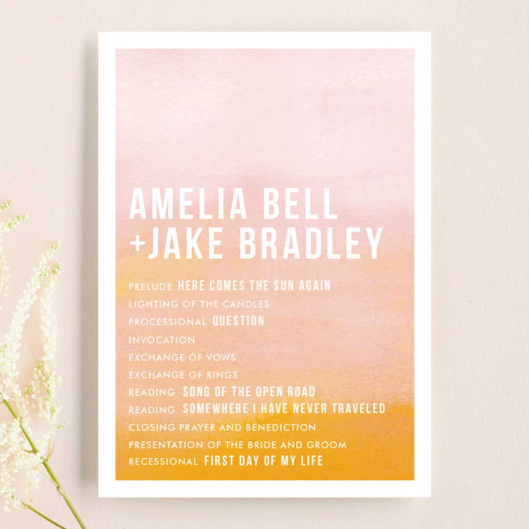 "Ombre" - Wedding Programs in Orange by Dean Street - Front