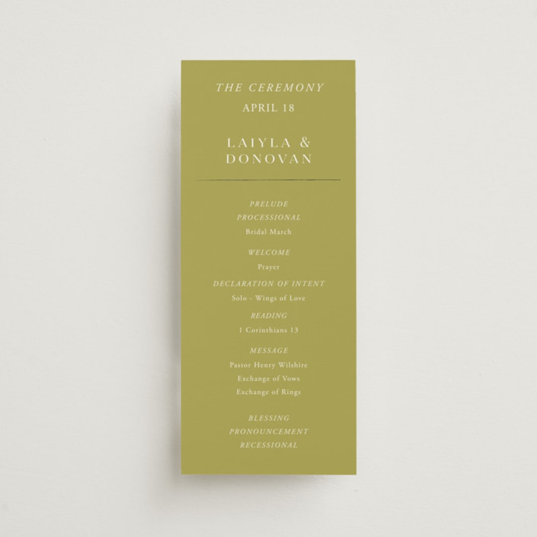 "Savanna" - Wedding Programs in Fern by Lindsay Megahed - Front
