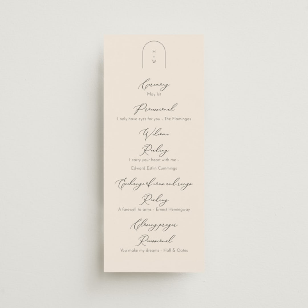 "Belle Rose" - Wedding Programs in Buttercream by Claudia Orengo - Front