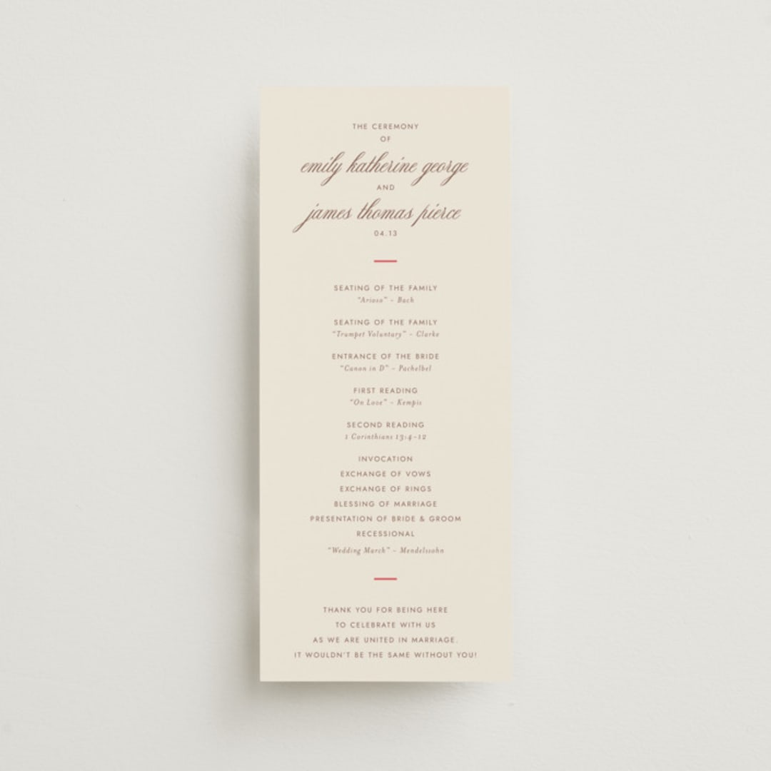 "Montauk" - Wedding Programs in Berry by Megan Davis - Front