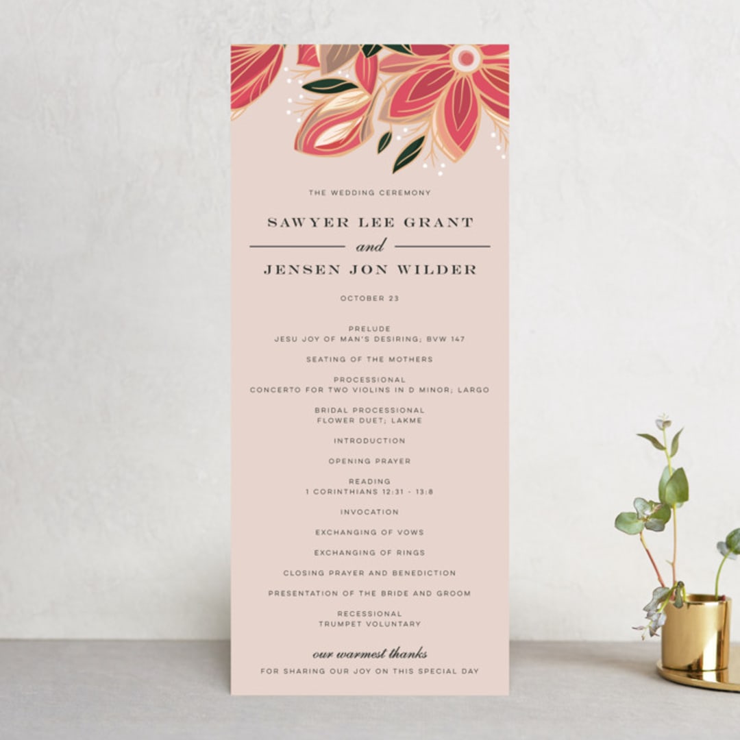 "Sawyer" - Wedding Programs in Cloisonné by Melanie Kosuge - Front