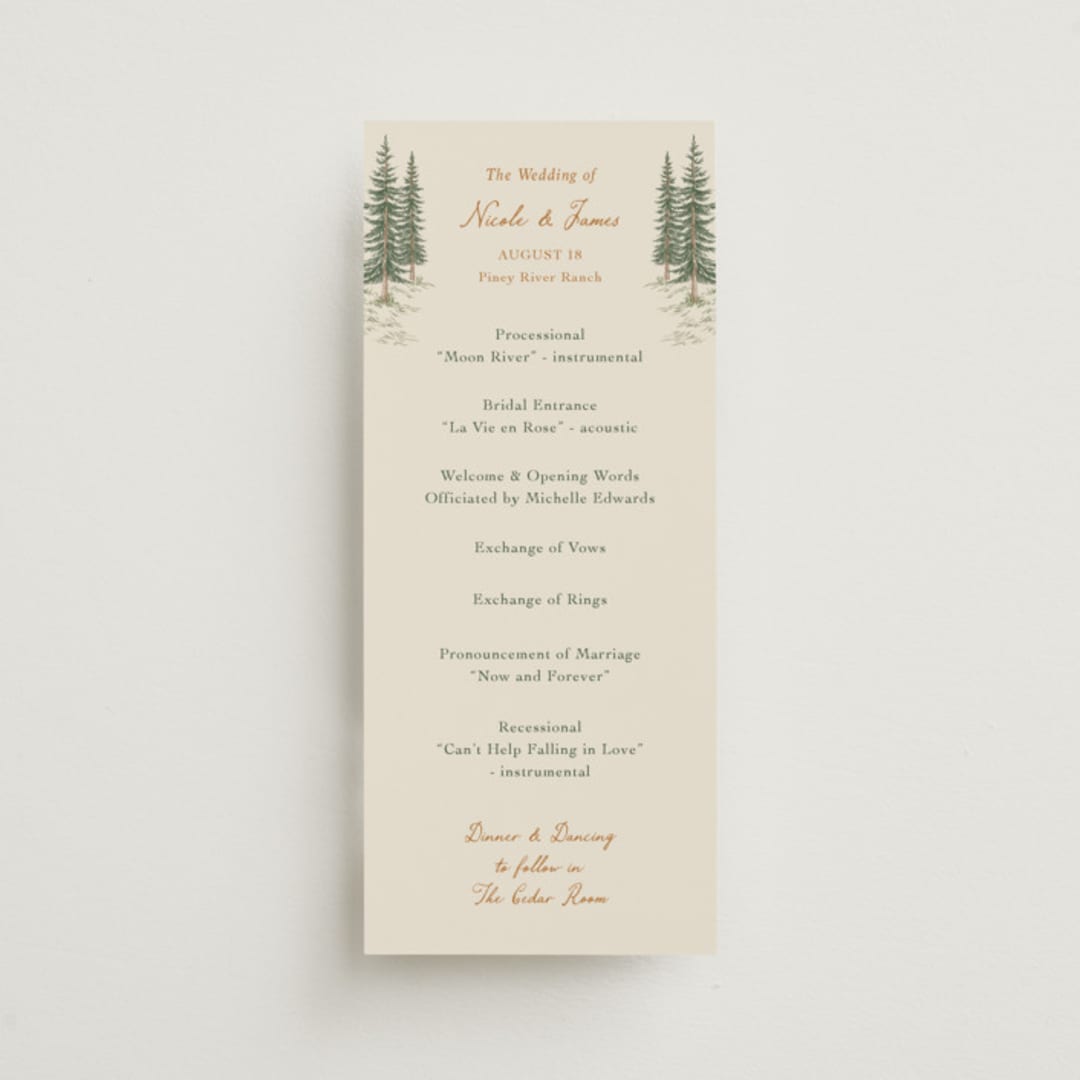 "Whispering Pines" - Wedding Programs in Forest by Elly - Front