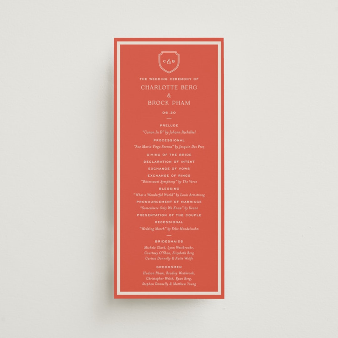 "Racquet" - Wedding Programs in Verona Sunset by Megan Davis - Front