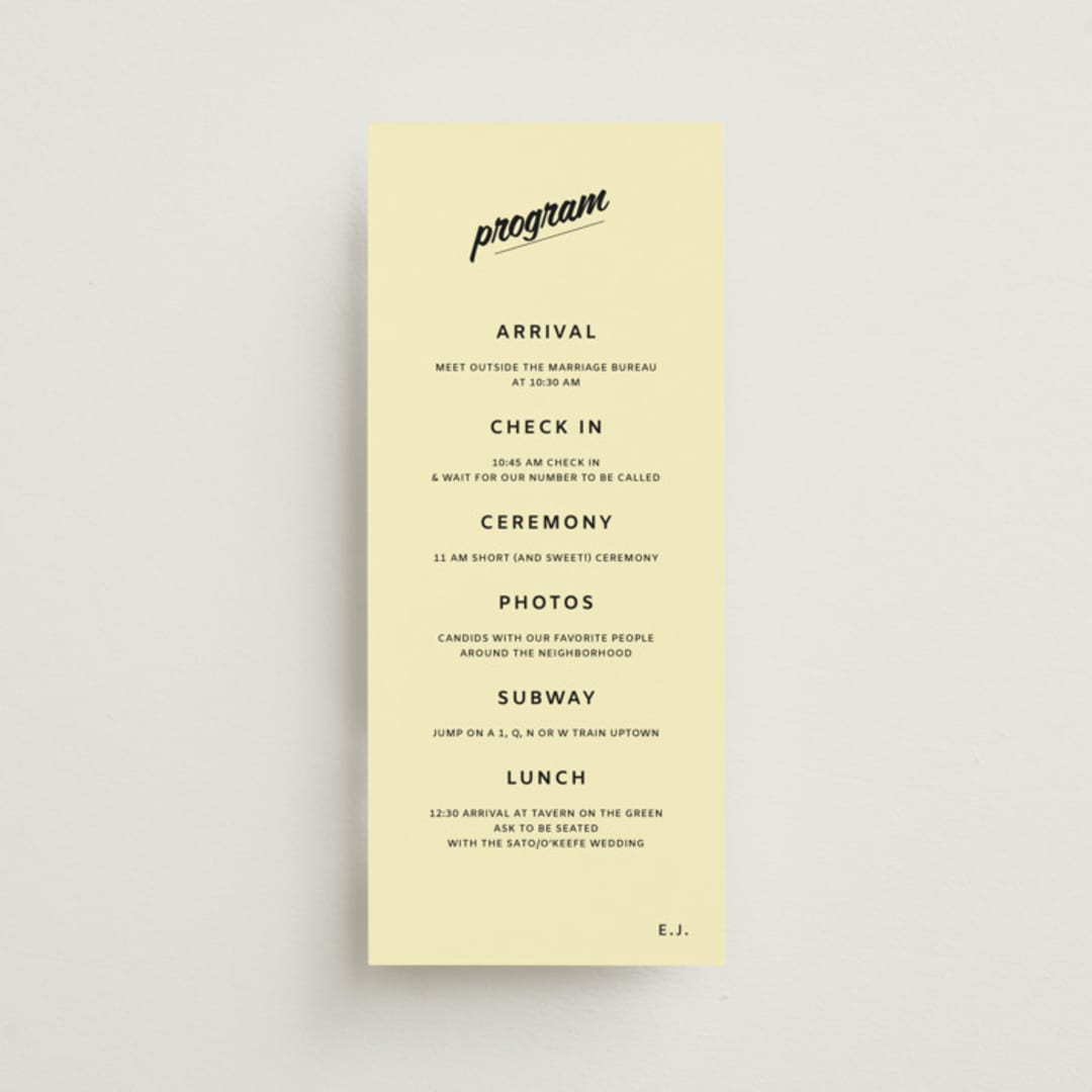 "Courthouse" - Wedding Programs in Butter by Studio Suku - Front