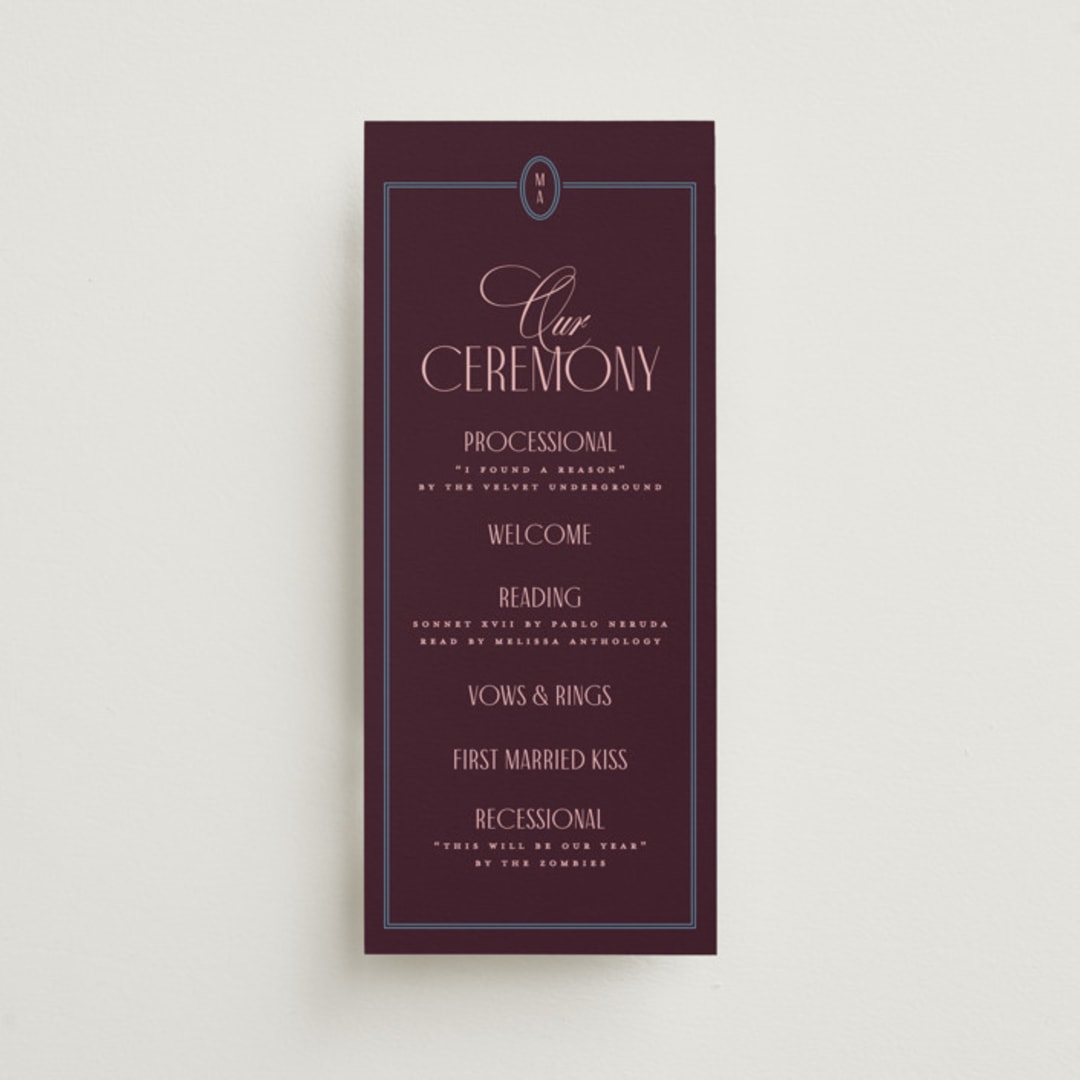 "sophisticate" - Wedding Programs in Plum by Owl and Toad - Front