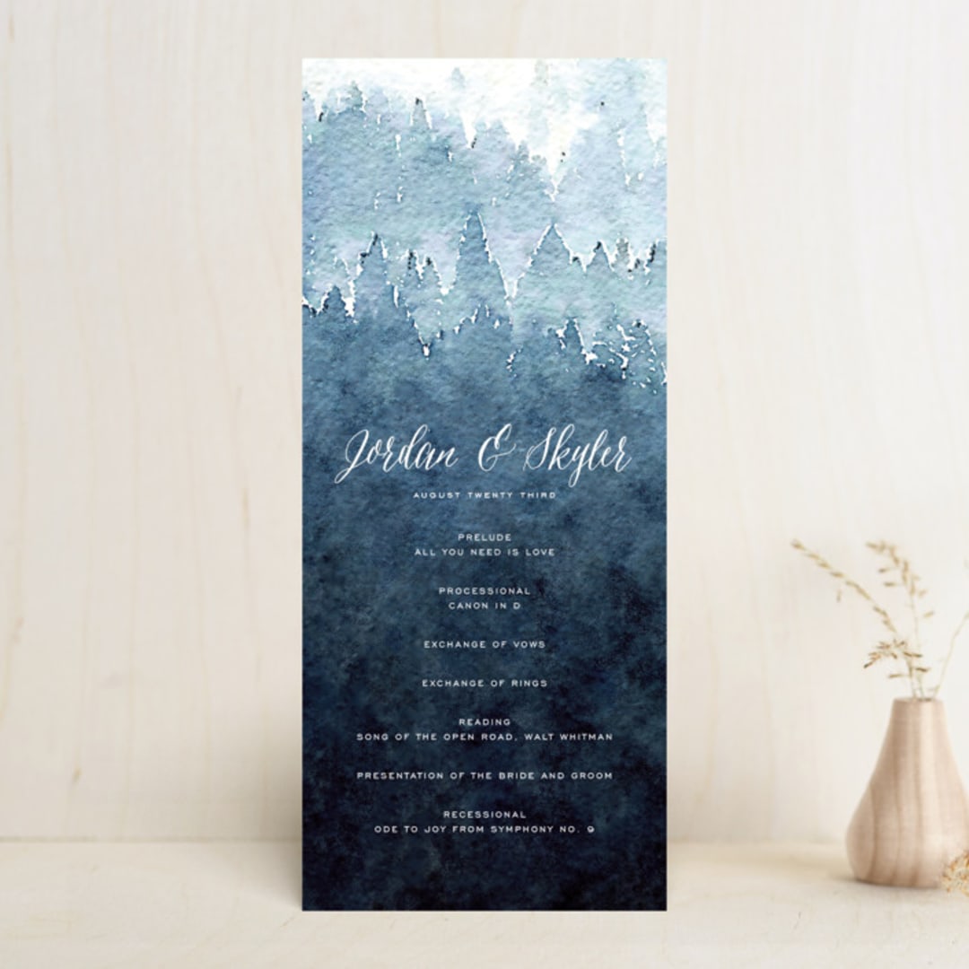 "Mountain Retreat" - Wedding Programs in Evening Sky by Design Lotus - Front