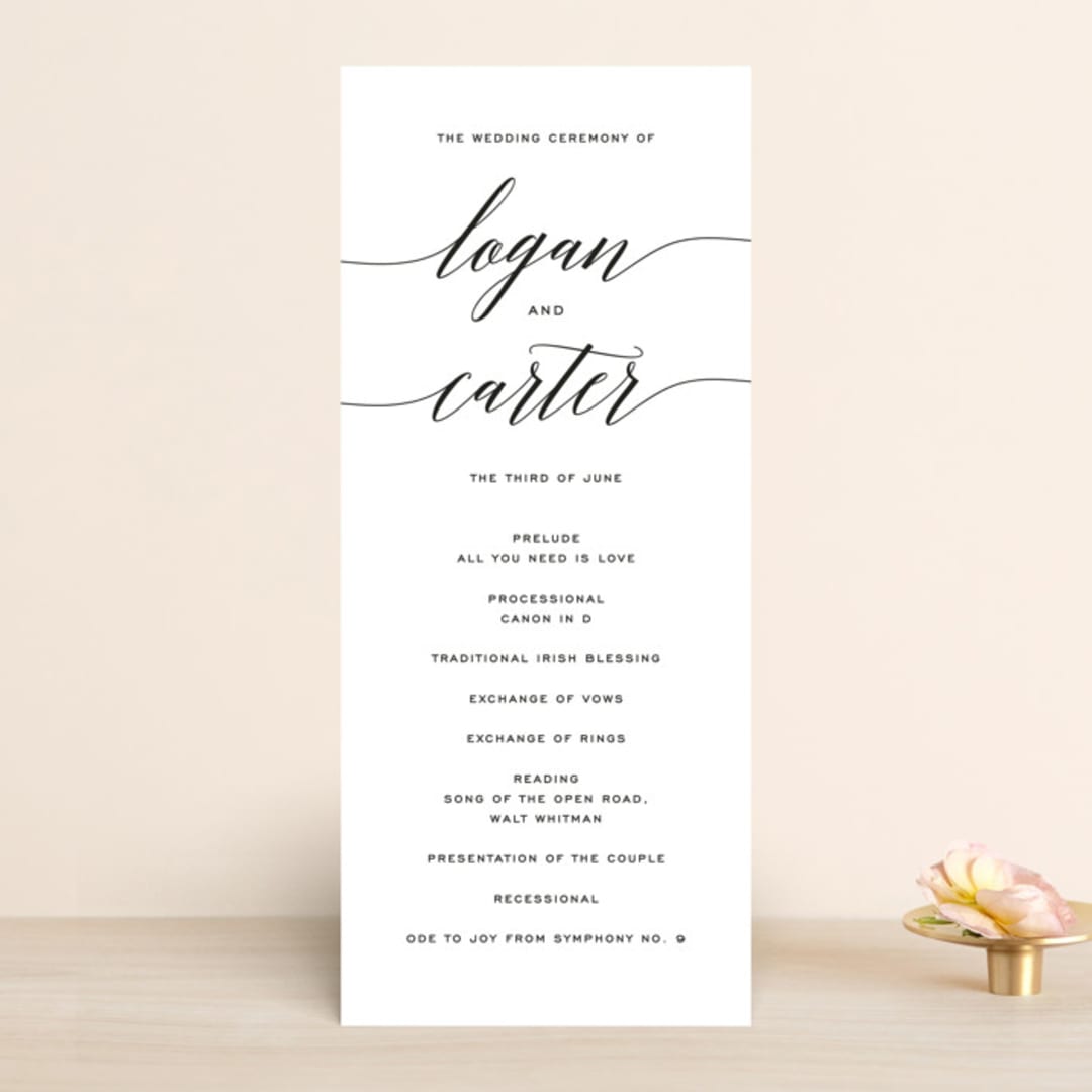 "Someone Like You" - Wedding Programs in Tuxedo by Design Lotus - Front