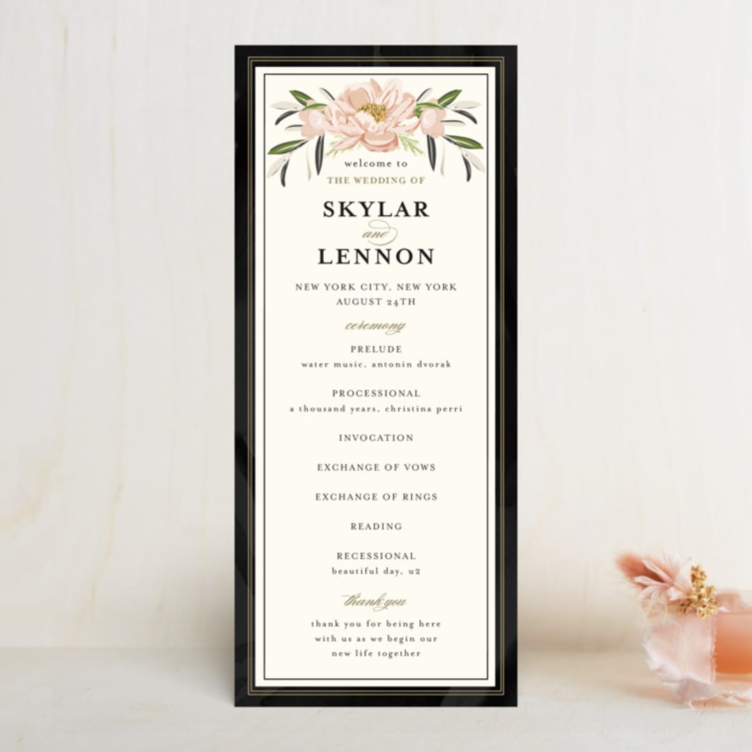 "Forever" - Wedding Programs in Blush by Susan Moyal - Front