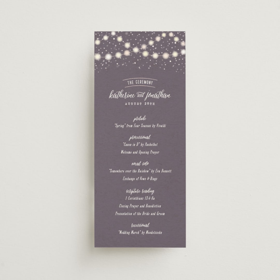 "Garden Lights" - Wedding Programs in Plum by Hooray Creative - Front