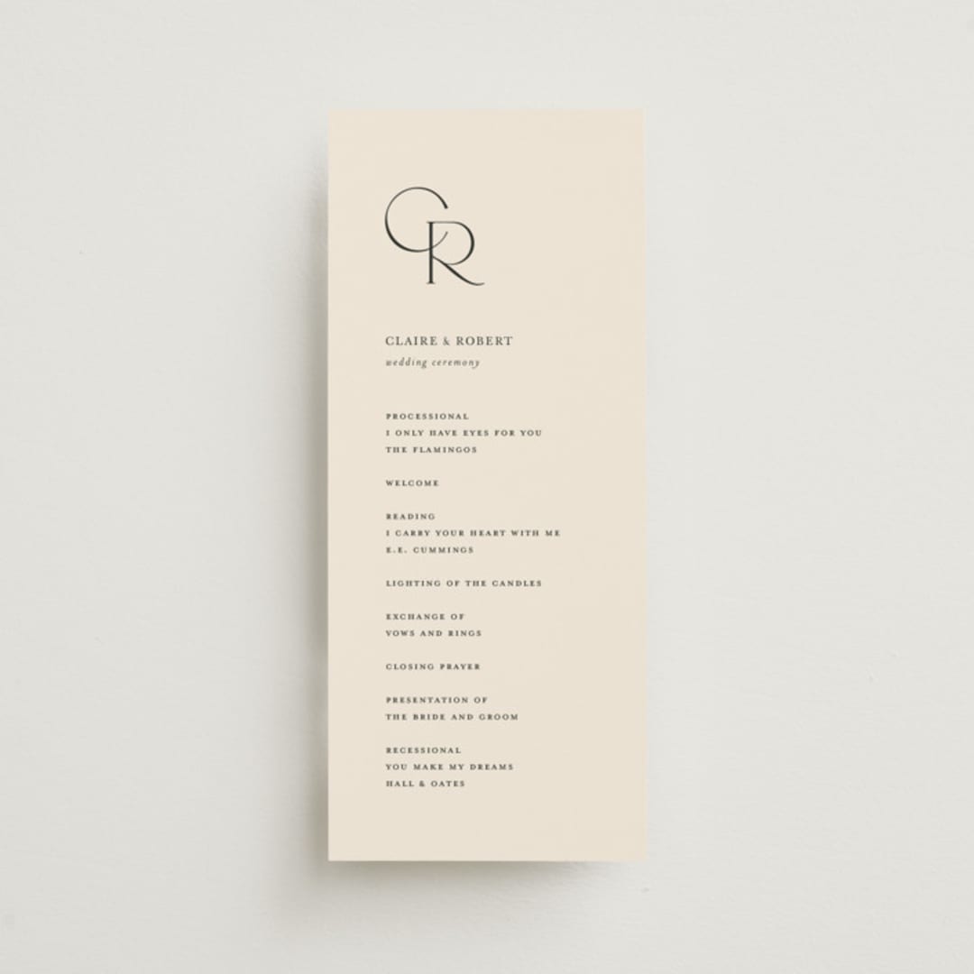 "Edge" - Wedding Programs in Linen by Kelly Schmidt - Front