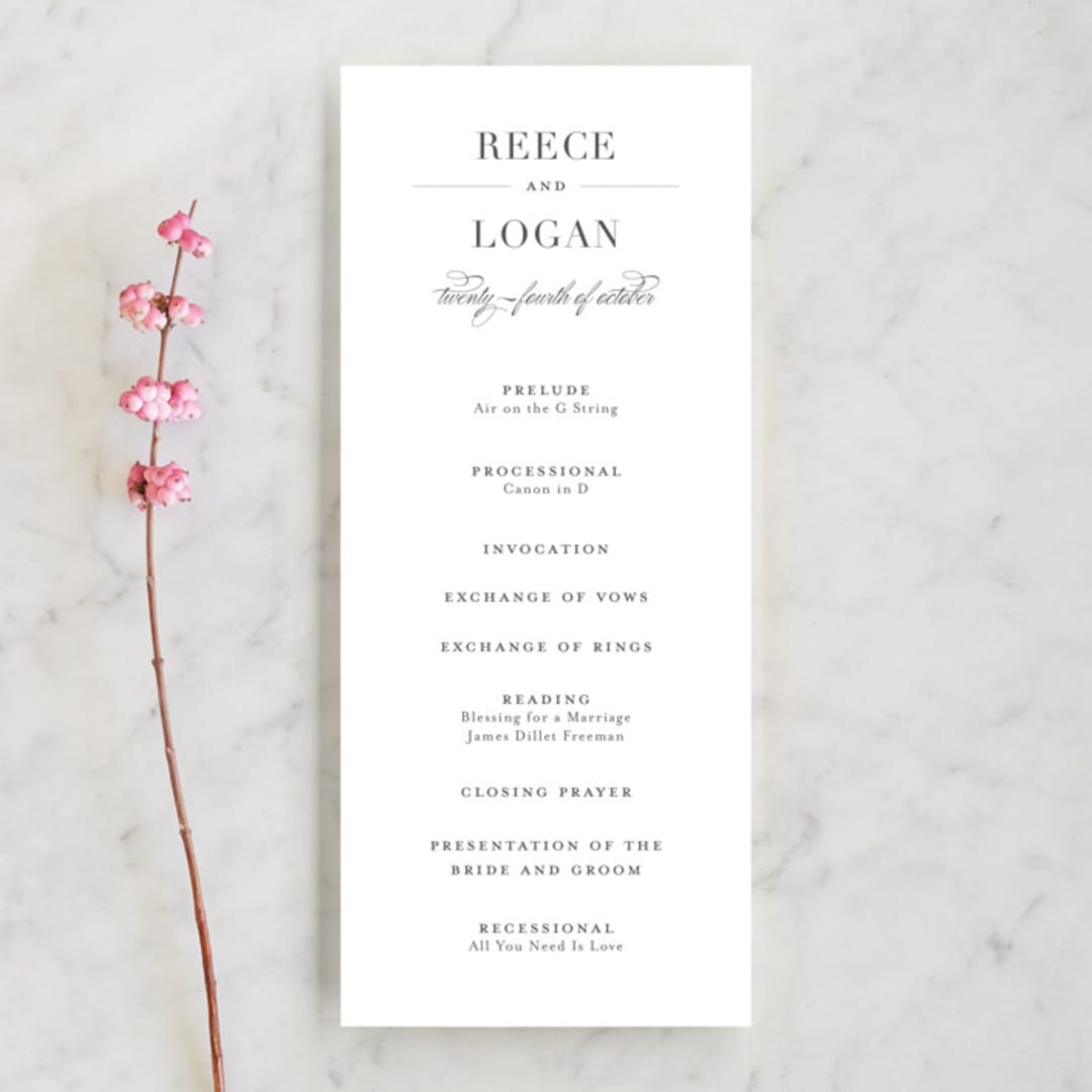 "Classical" - Wedding Programs in Taupe by Jessica Williams - Front