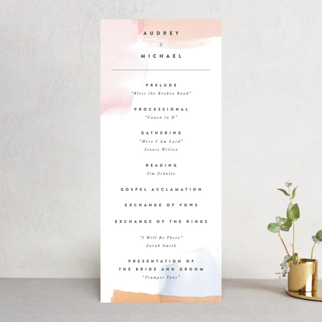 "Watercolor Wisp" - Wedding Programs in Blush by Ariel Rutland - Front