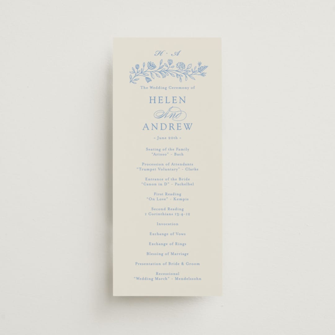 "Florals" - Wedding Programs in Sky by Dana Duricekova - Front