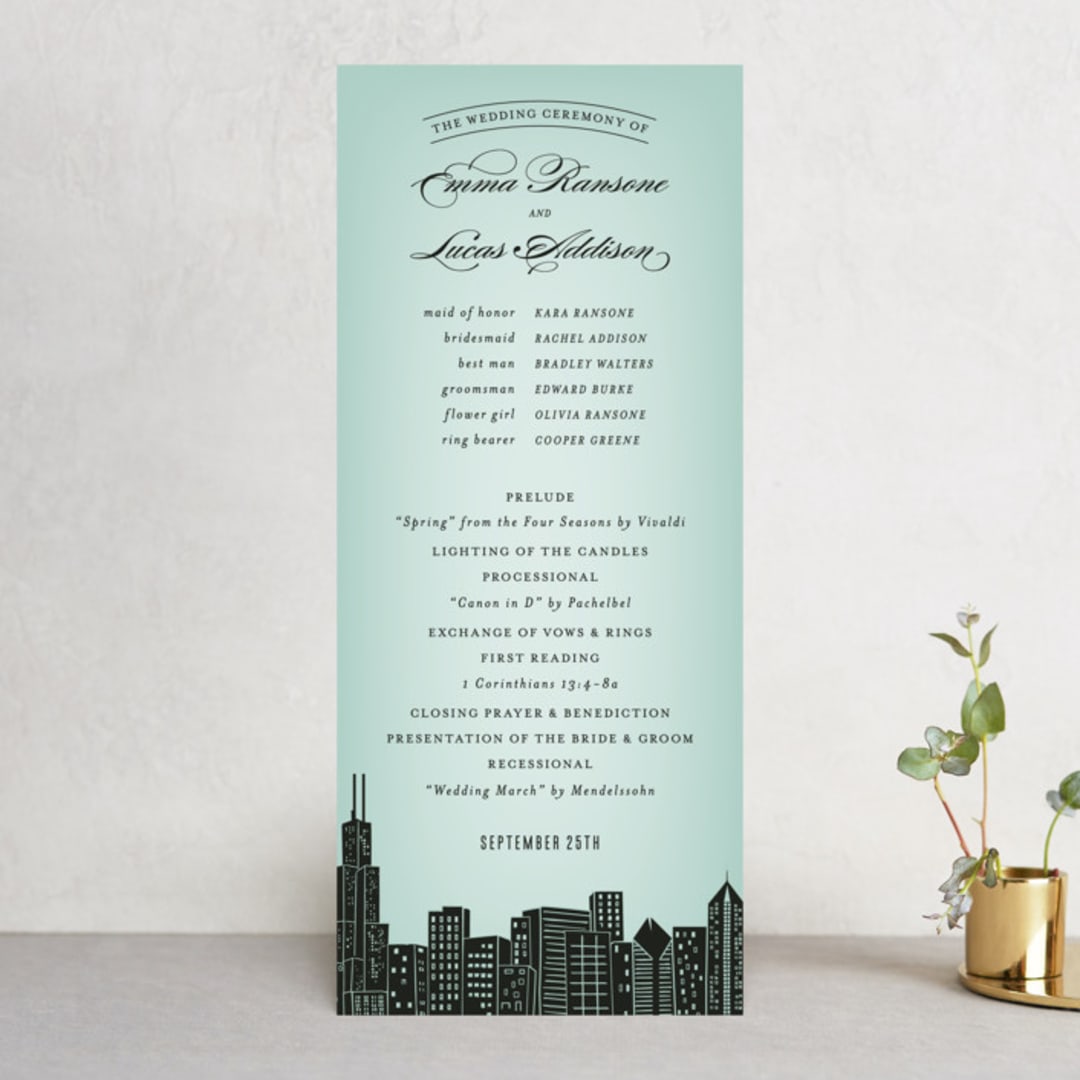 "Big City - Chicago" - Wedding Programs in Pale Blue by Hooray Creative - Front