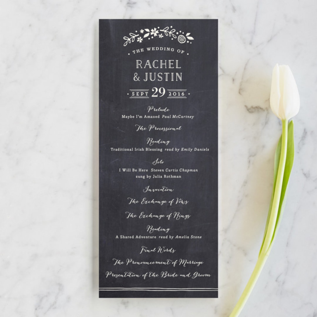 "Alabaster Florals" - Wedding Programs in Slate by Jennifer Wick - Front