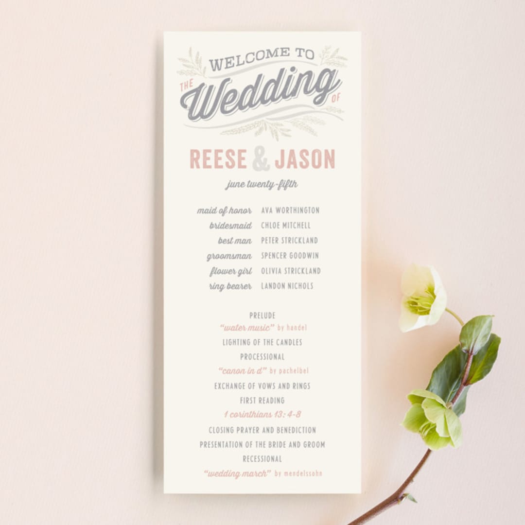 "Rustic Charm" - Wedding Programs in Petal by Hooray Creative - Front