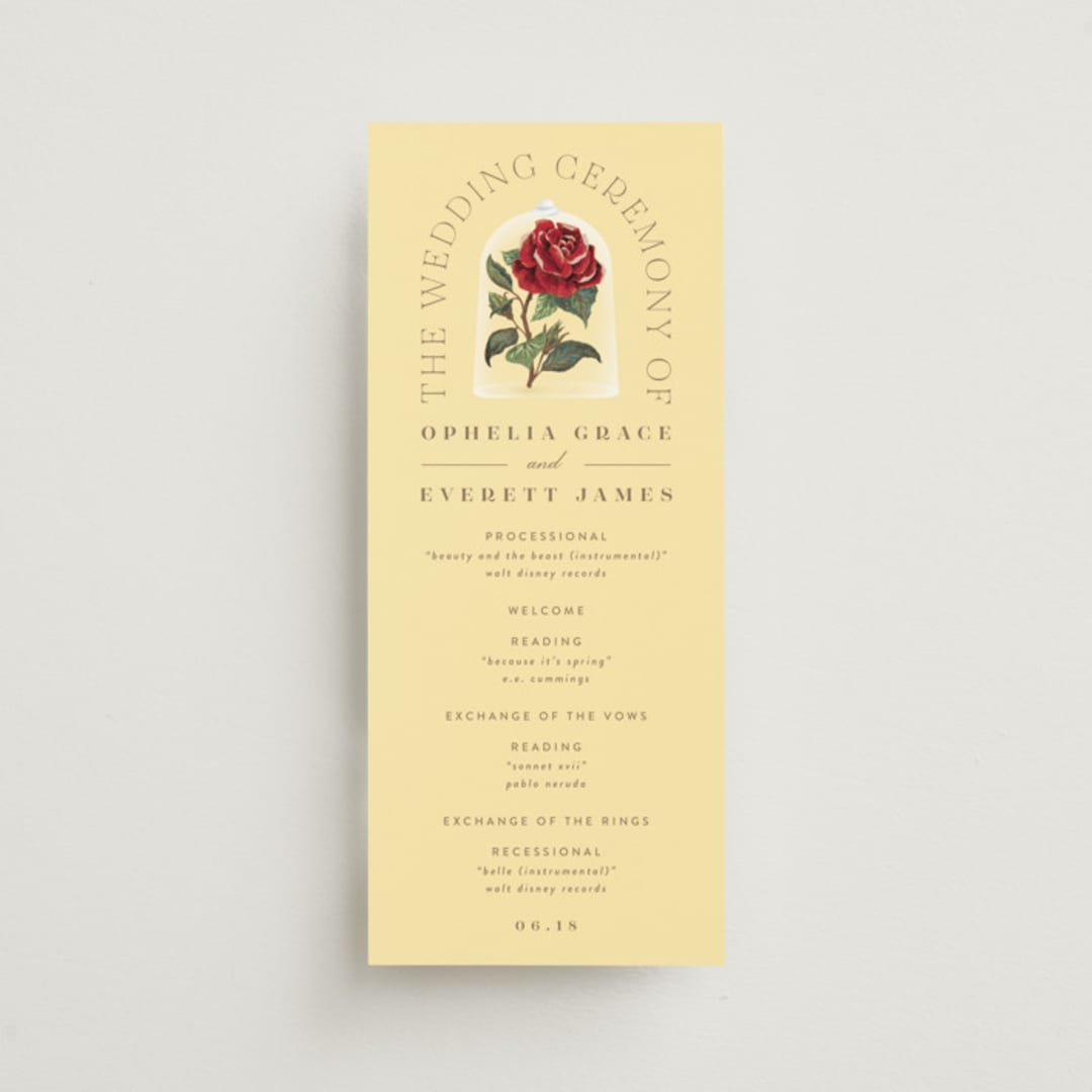 "Enchanted Rose from Disney's Beauty & The Beast" - Wedding Programs in Mimosa by Leah Bisch - Front