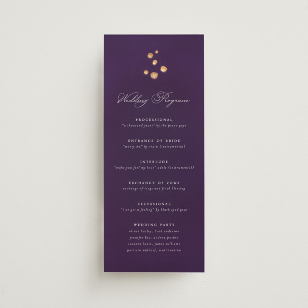 "Disney's Tangled Lanterns" - Wedding Programs in Twilight by Simona Camp - Front