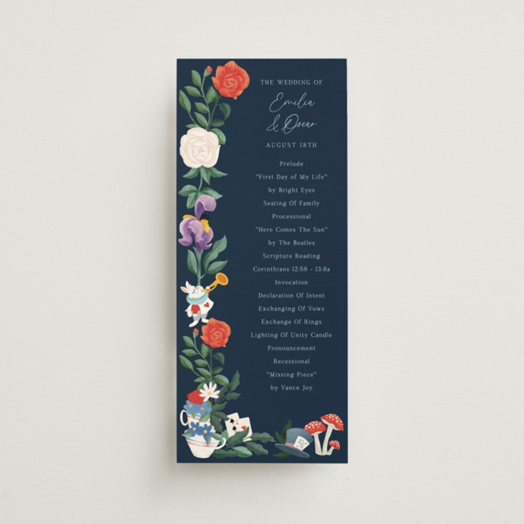 "Disney's Alice In Wonderland Garden Tea Party" - Wedding Programs in Evening by Elly - Front
