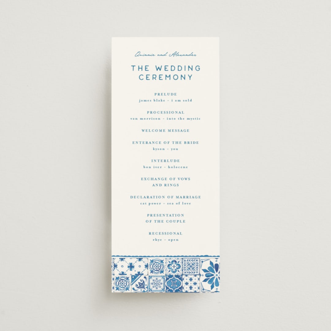 "watercolor tile" - Wedding Programs in Navy by Anastasia Makarova - Front