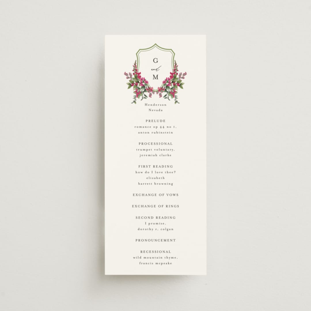"Romantic Florals" - Wedding Programs in Peony by Susan Moyal - Front