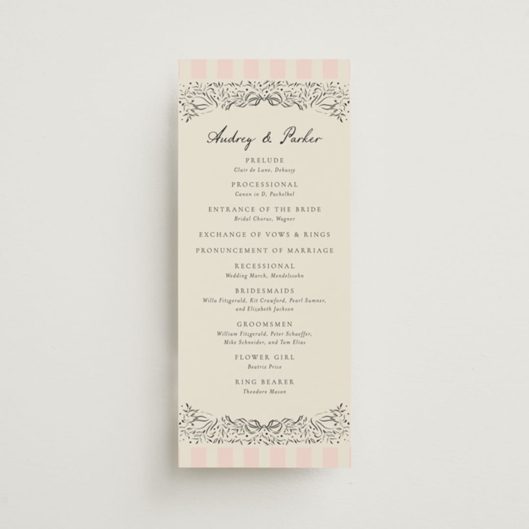 "Hand Illustrated Crest" - Wedding Programs in Peony by Jackie Crawford - Front