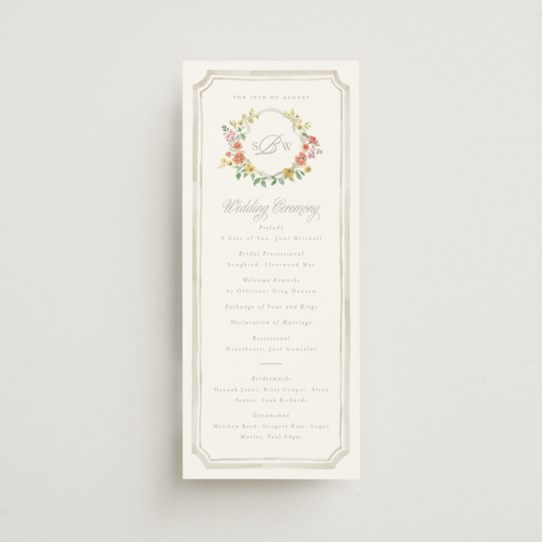 "Chelsea" - Wedding Programs in Hibiscus by Everett Paper Goods - Front