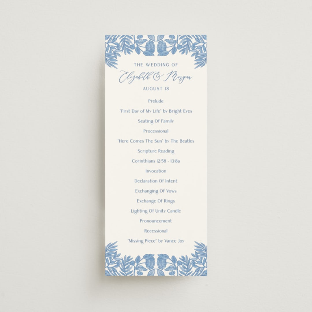 "Porcelain Floral" - Wedding Programs in Porcelain by Elly - Front