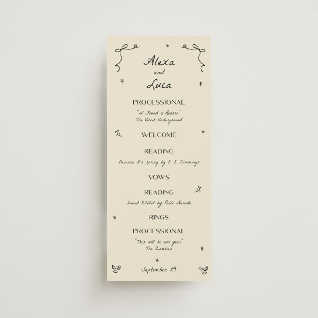 "Roses" - Wedding Programs in Vanilla by Ani Somi - Front