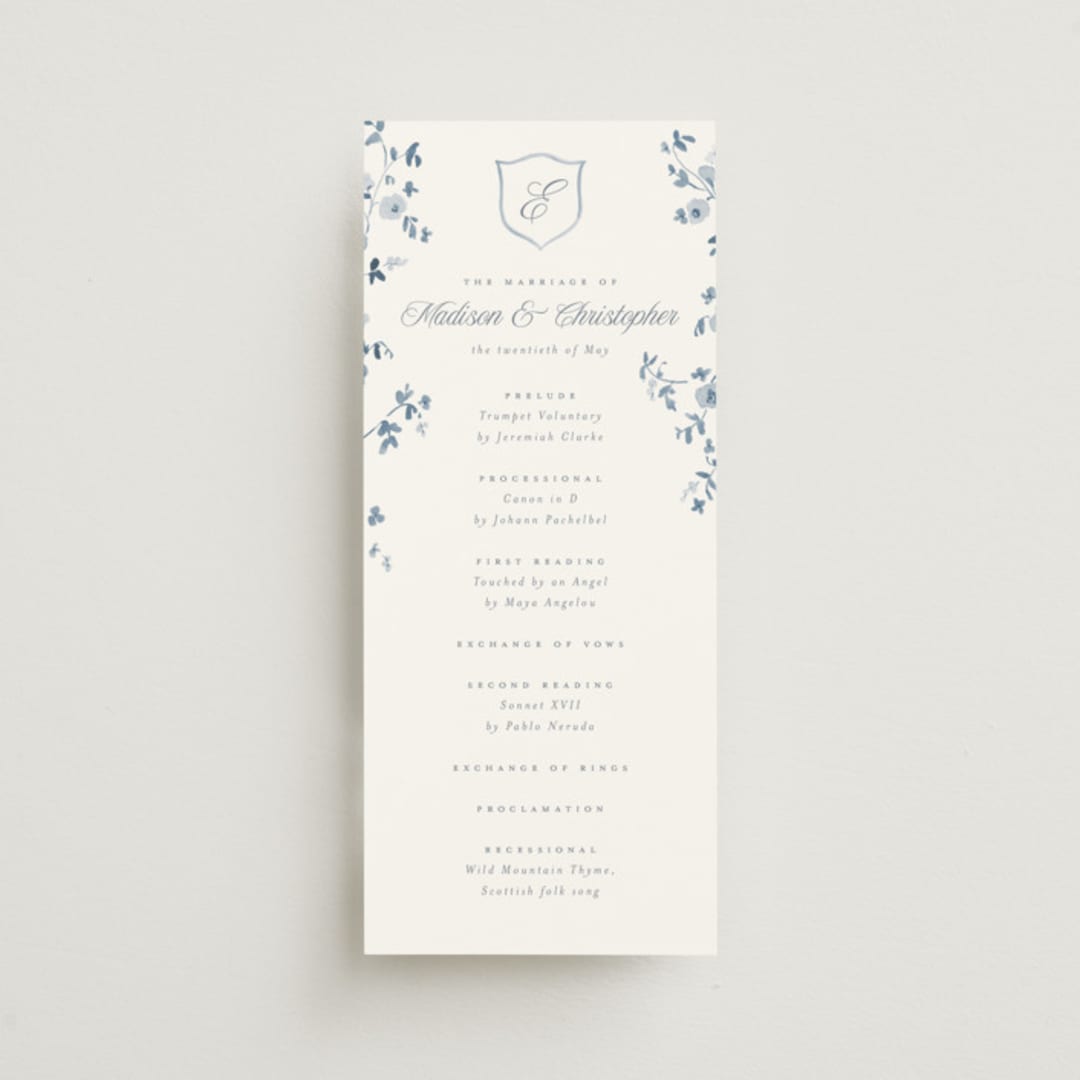 "Wildflower Corners" - Wedding Programs in Bluebell by Everett Paper Goods - Front