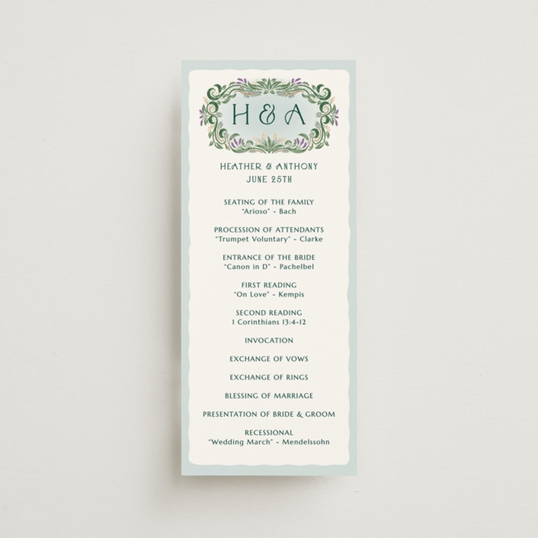"Sierra" - Wedding Programs in Spruce by Paper Sun Studio - Front
