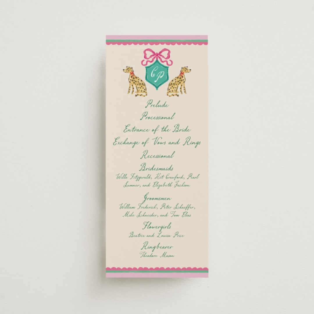 "Whimsical Hand Illustrated Crest" - Wedding Programs in Peony by Jackie Crawford - Front