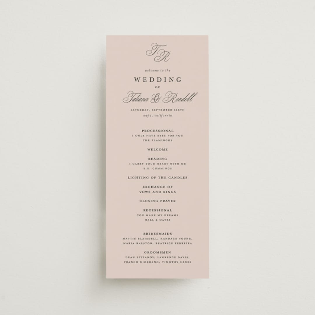 "Arch Monogram" - Wedding Programs in Dusty Rose by Kelly Schmidt - Front