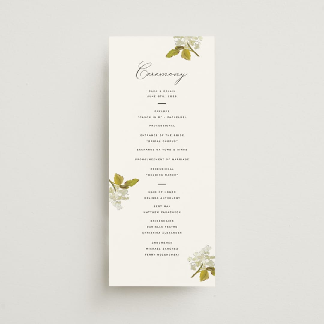 "Limelight" - Wedding Programs in Linen by Olivia Kanaley Inman - Front