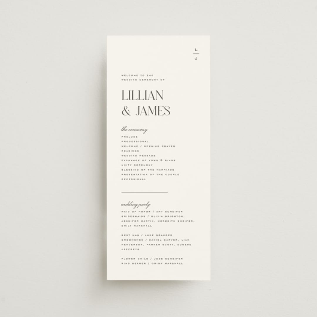 "Clarity" - Wedding Programs in Diamond by Heather Cairl - Front