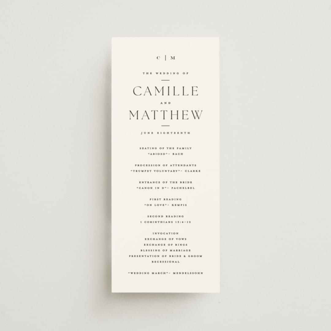 "Gwenyth" - Wedding Programs in Onyx by Kristie Kern - Front