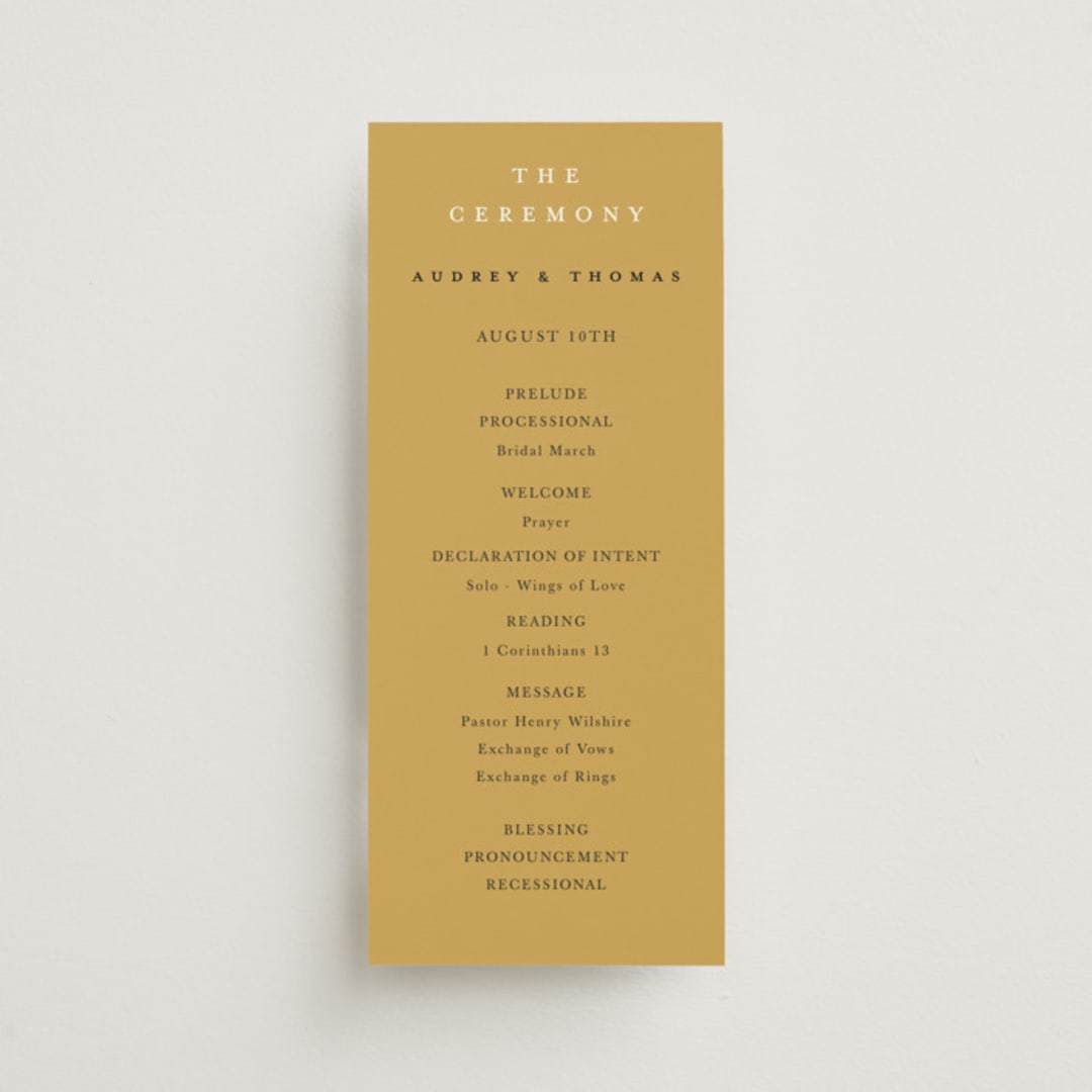 "Silhouette" - Wedding Programs in Sunrise by Lindsay Megahed - Front