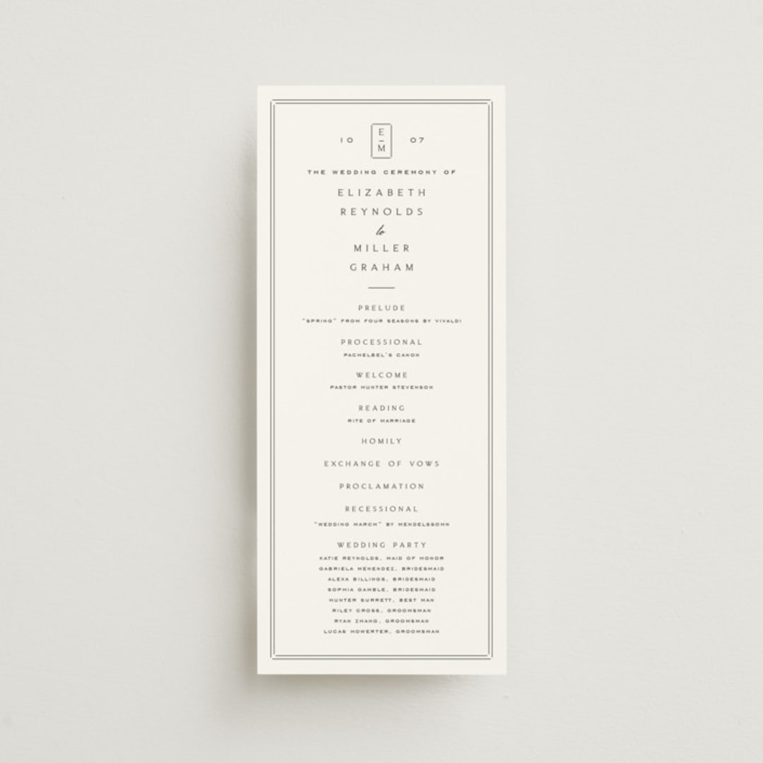 "Stripe Bevel" - Wedding Programs in Salt by Amy Kross - Front