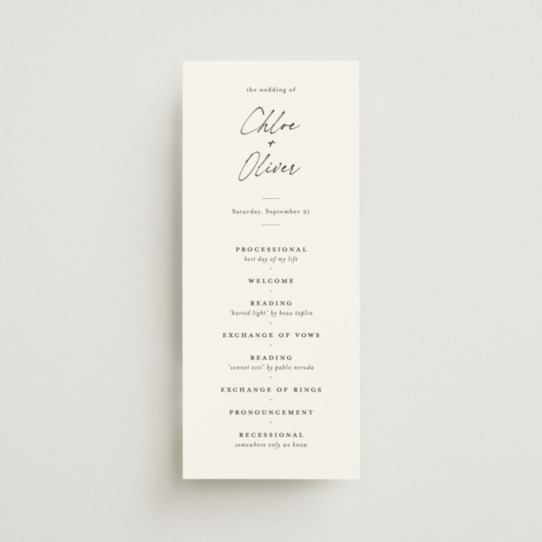 "modern classic" - Wedding Programs in Jasmine by Pippa Shaw - Front