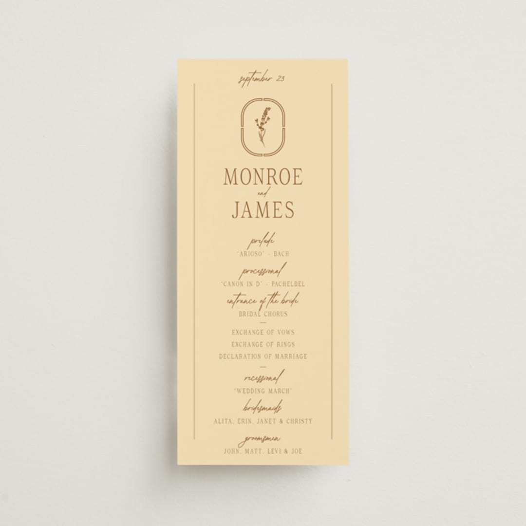 "Classic and Floral" - Wedding Programs in Bark by Jen Ramsey - Front