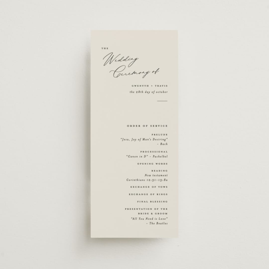 "kinkaid" - Wedding Programs in Ivory by Carolyn Nicks - Front