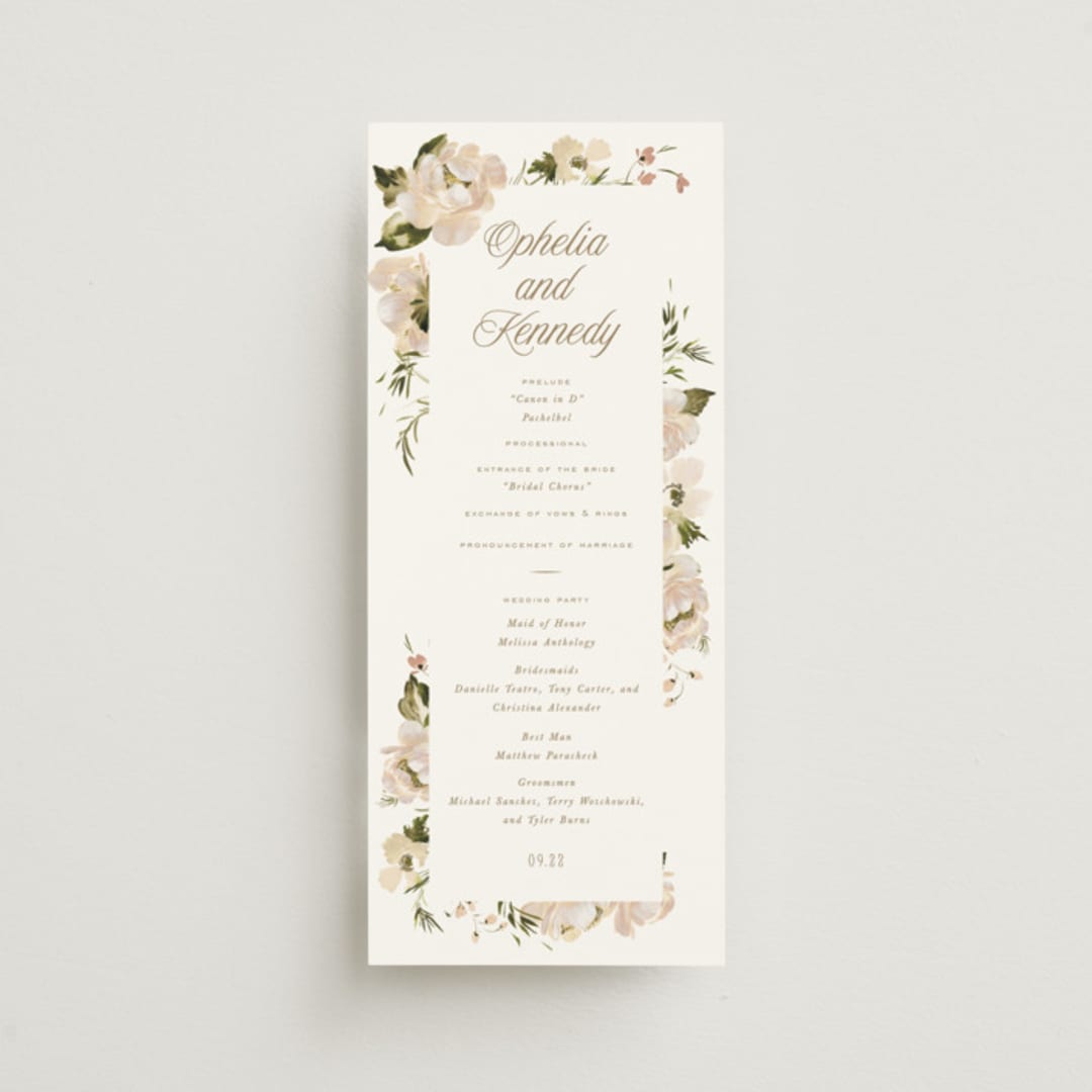 "Felicity" - Wedding Programs in Pearl by Leah Bisch - Front