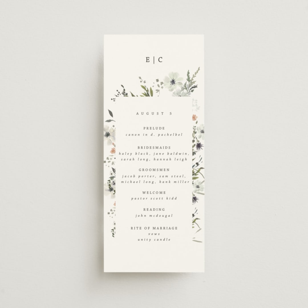 "Wildflower Garden" - Wedding Programs in Lace by Hannah Williams - Front
