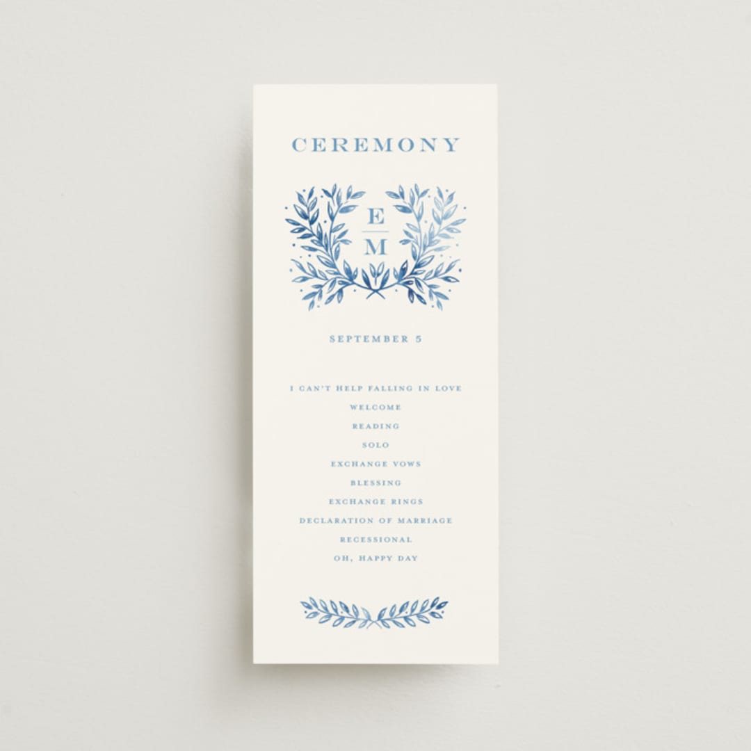 "Royal" - Wedding Programs in Cobalt by Petra Kern - Front