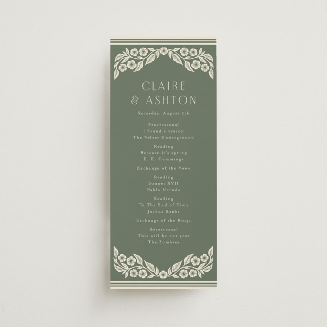 "Floral Diamond" - Wedding Programs in Eucalyptus by Katharine Watson - Front